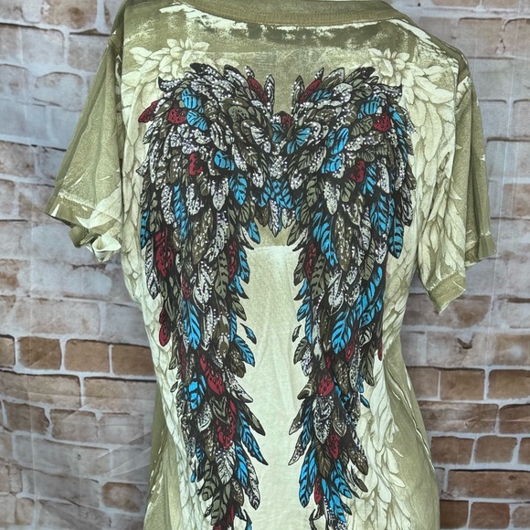 Affliction Women’s Graphic Short Sleeve V-Neck -Size: Large -NWT - Picture 8 of 12